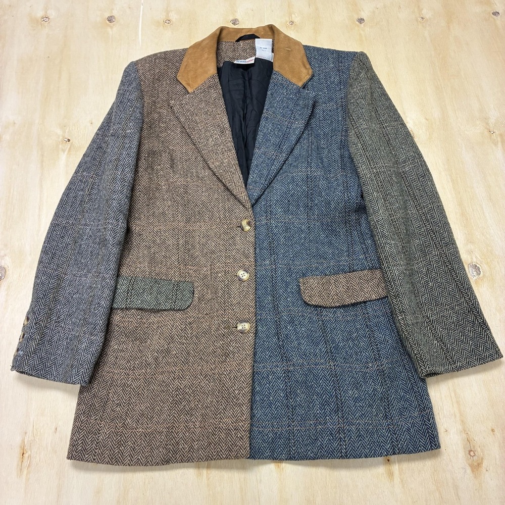 Vintage Styles To Go Blazer Jacket Womens 12 Multicolor Patchwork Wool Lined